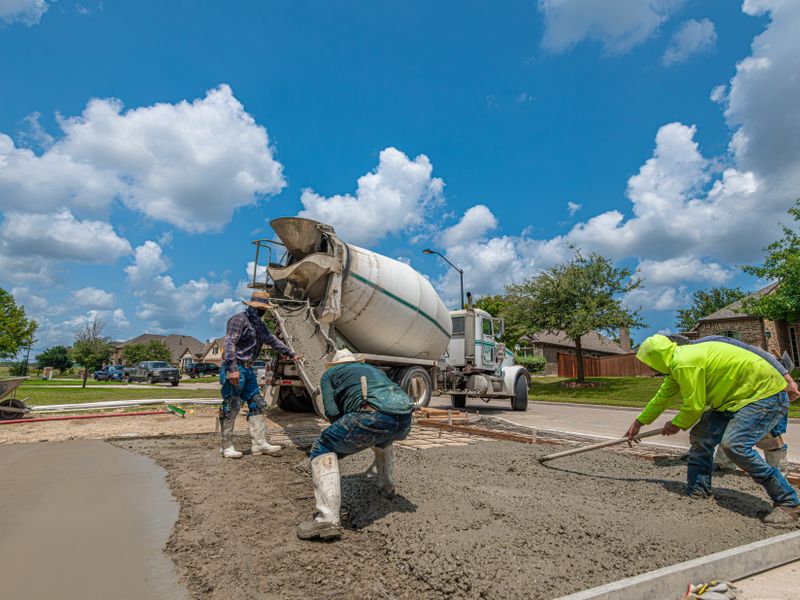 Concrete foundation pouring